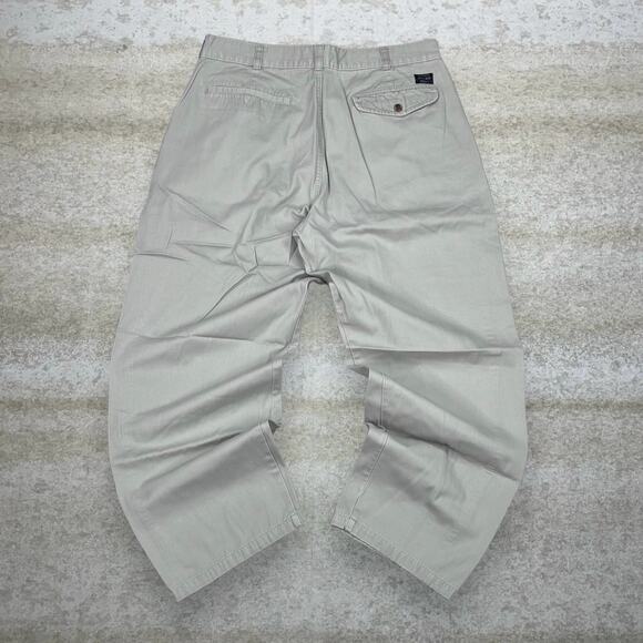 Vintage Bugle Boy Khakis Pants Baggy Wide Leg Fit Tan Cotton Pleated Front Y2K - Picture 1 of 4